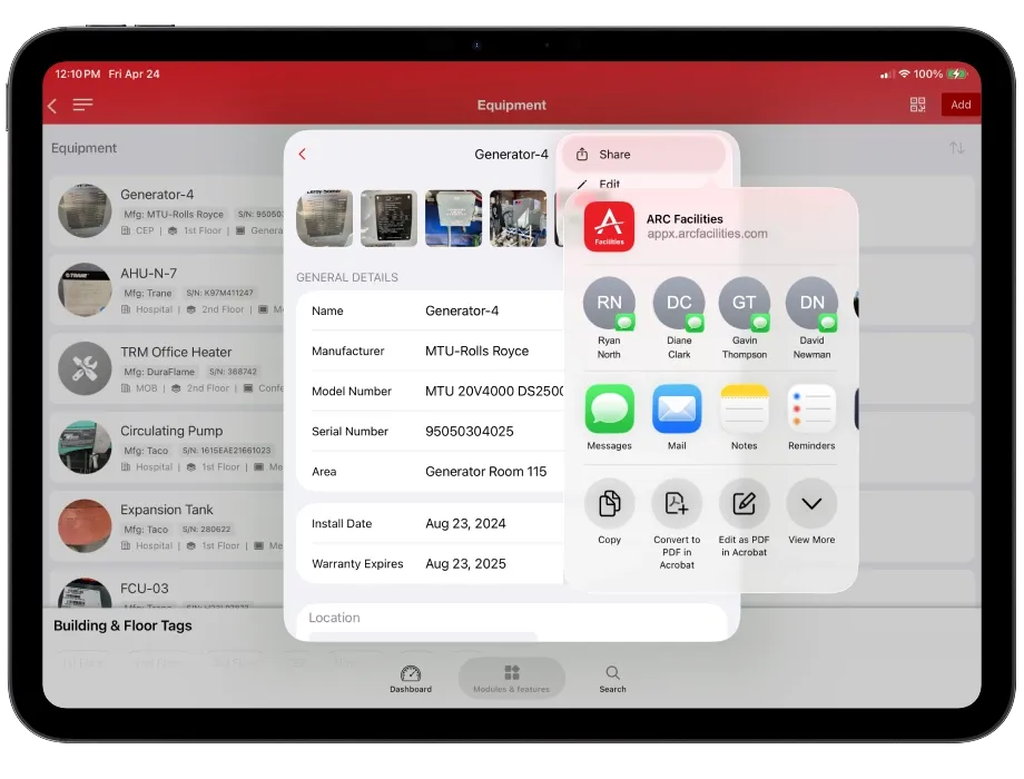 Easily Share Equipment Details